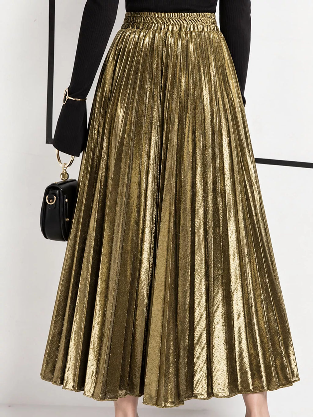 High-waisted Pleated Maxi Skirt (3)
