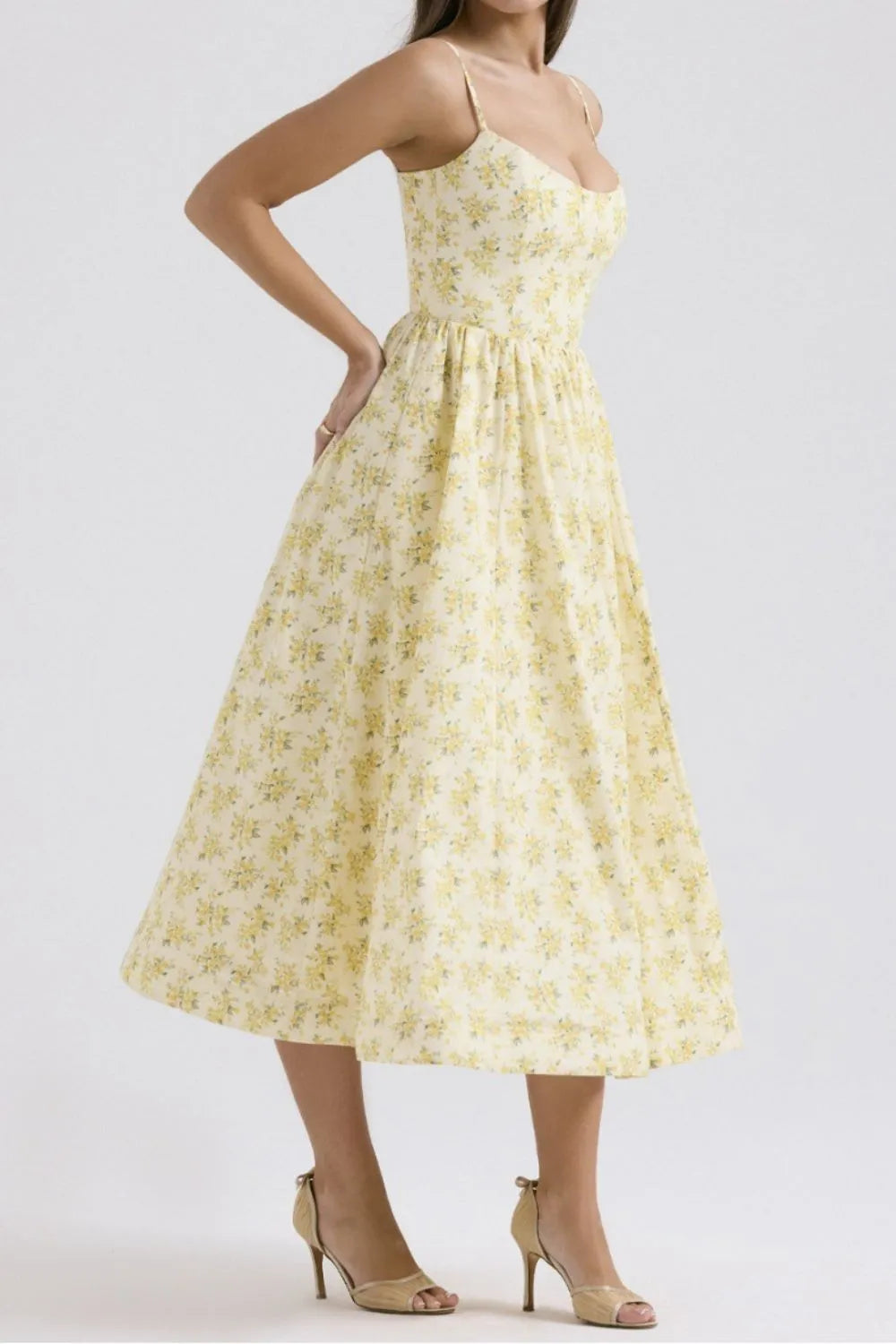 Floral Print Spaghetti Strap Midi Dress (11)