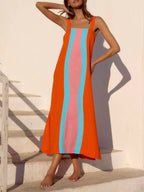 Striped Wide Strap Midi Dress (10)
