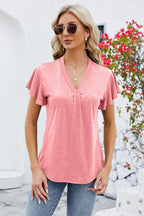 V-neck Flutter Sleeve T-shirt (11)