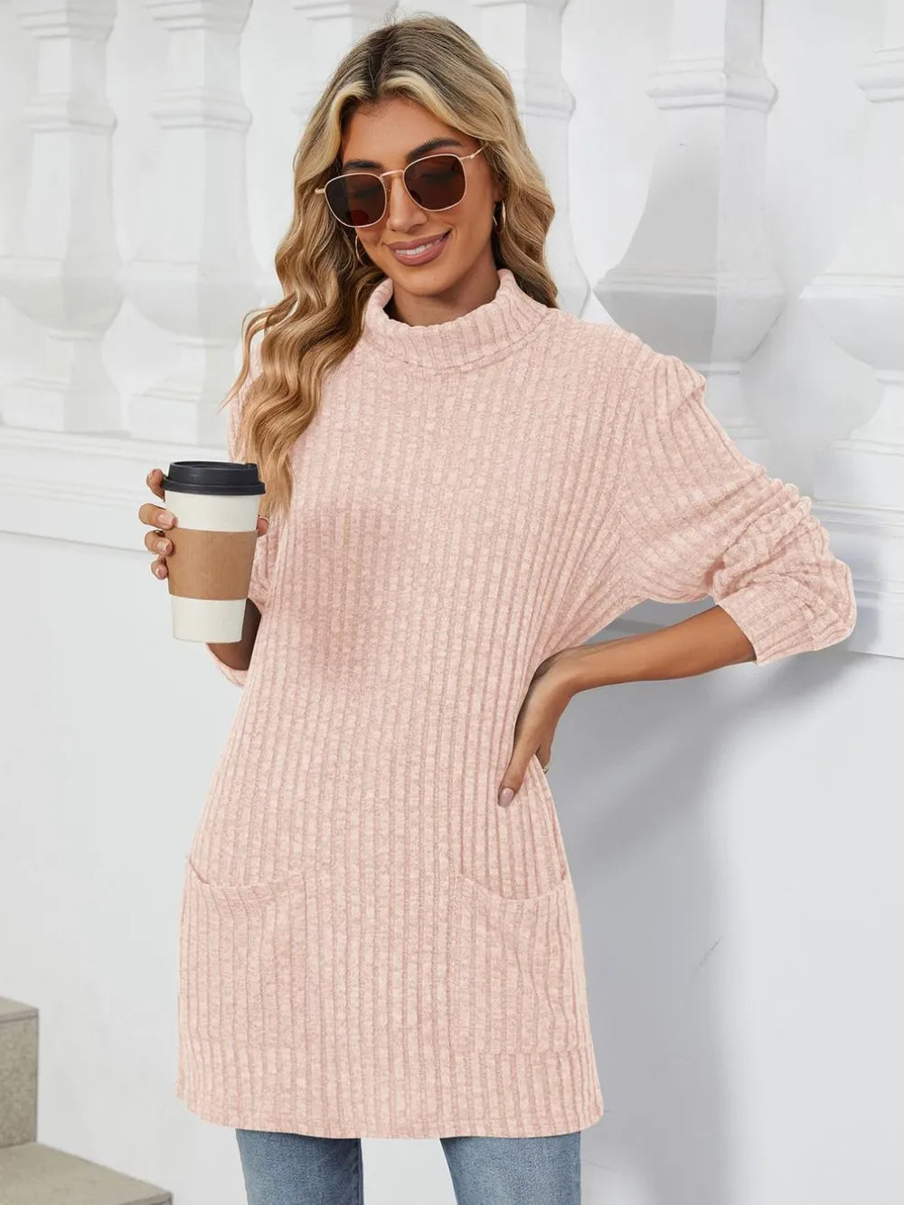 Ribbed Mock Neck Long Sleeve T-shirt (27)