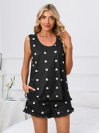 Heart Scoop Neck Tank Shorts Lounge Set (4)