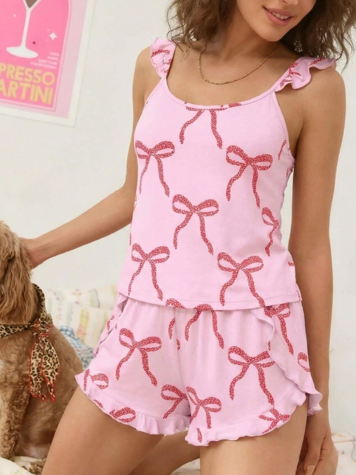 Ruffled Printed Cami Shorts Set (4)