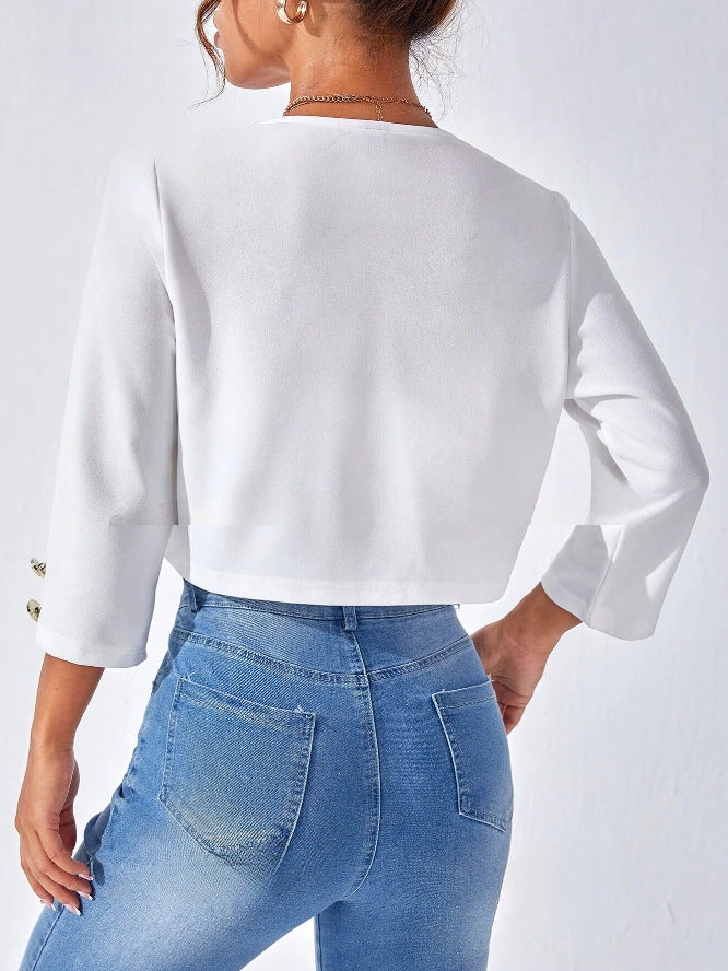 Solid Color Slit Bomber Jacket photo 14