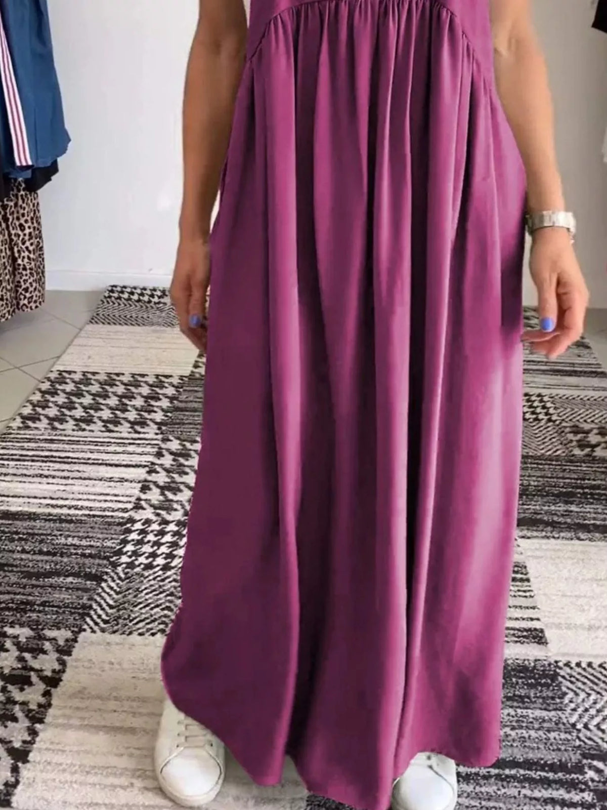 Full Size Ruched Wide Strap Overall Maxi Dress Plus (9)