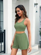 Scoop Neck Tank Shorts Set (3)