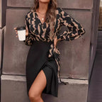 Flower Long Sleeve Dress Mid-length photo 3