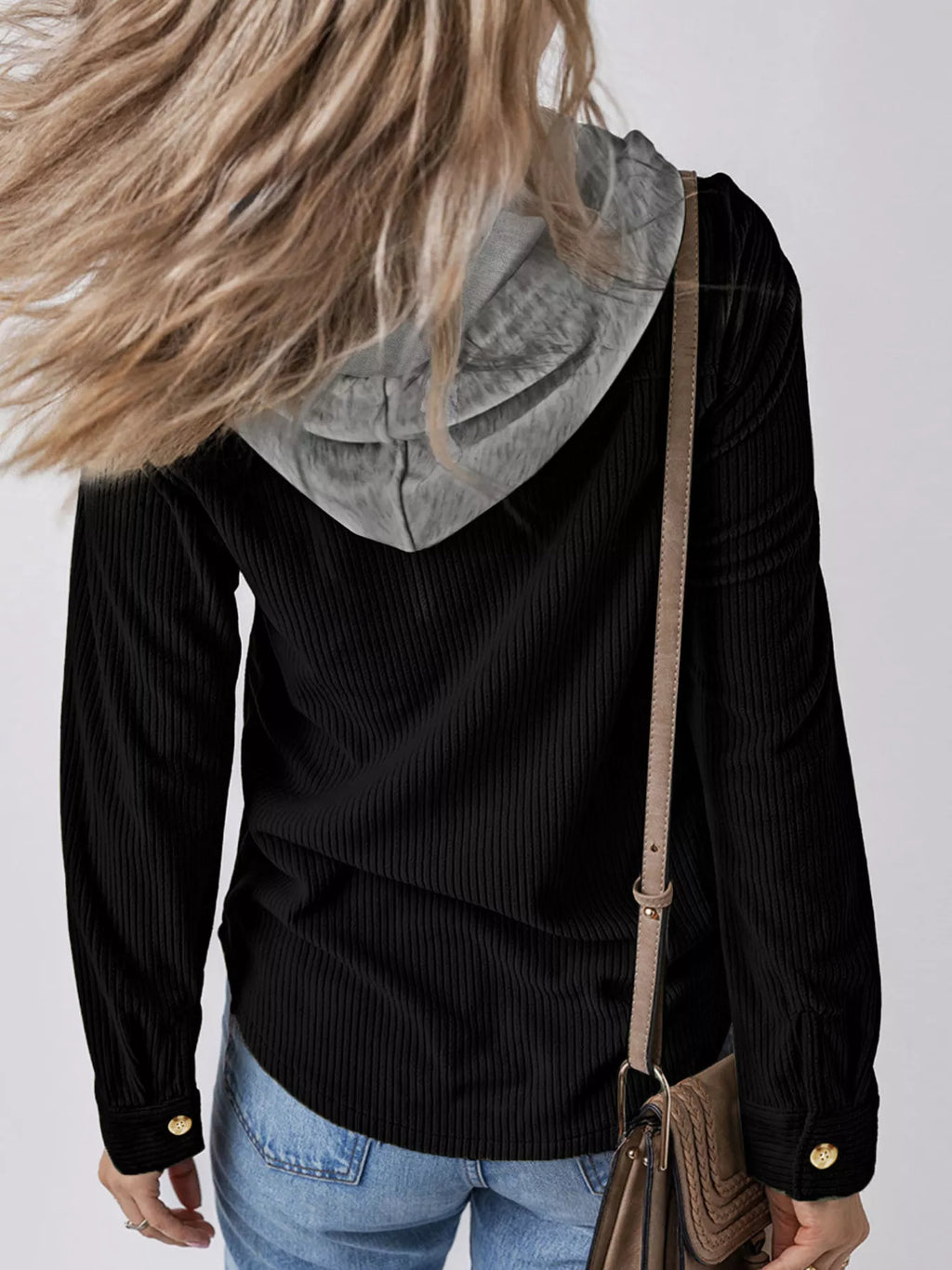 Hooded Corduroy Button-down Jacket (7)