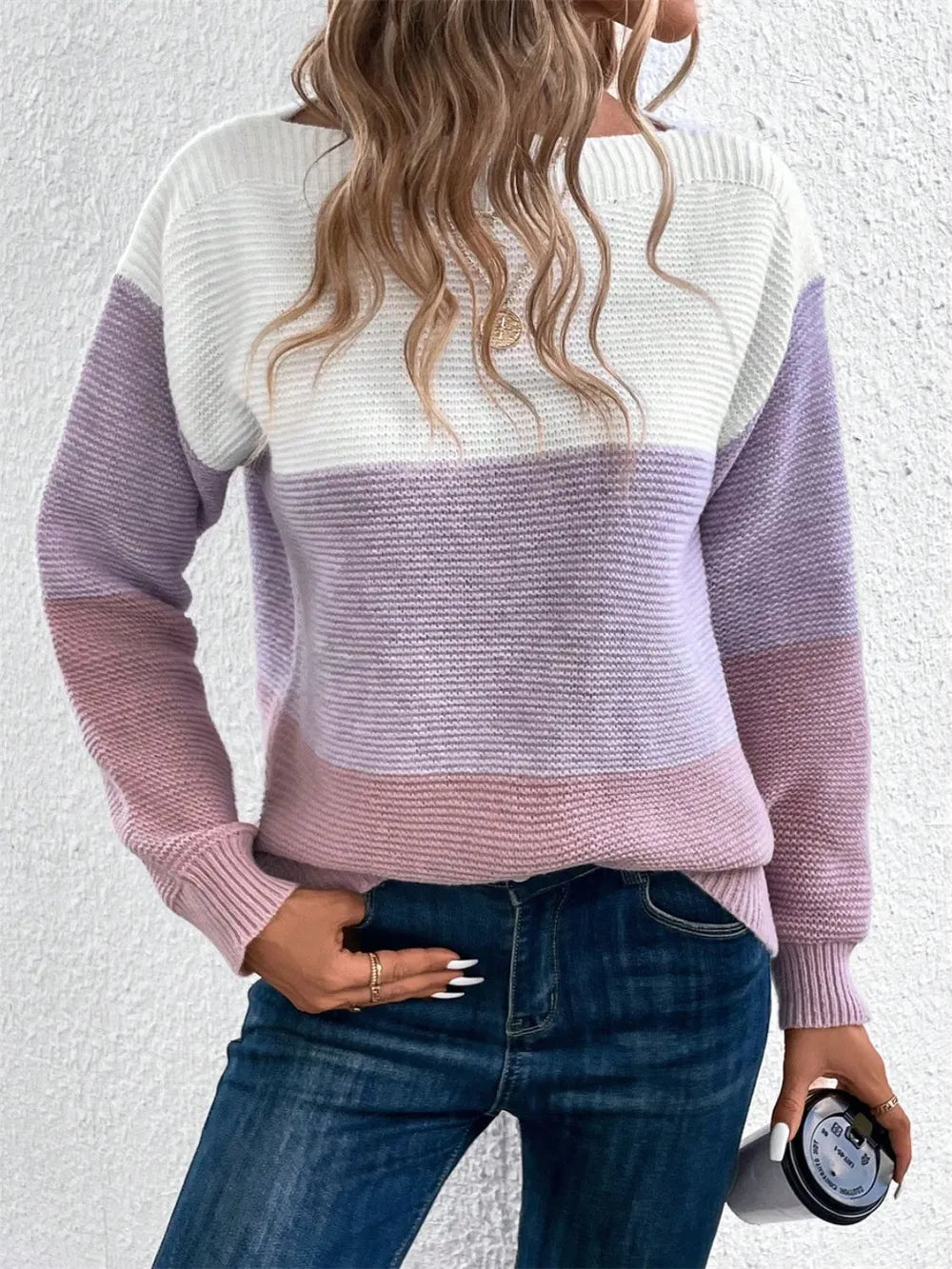 Block Drop Shoulder Long Sleeve Sweater (12)