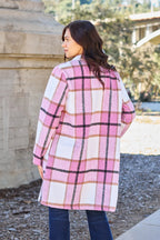 Full Size Plaid Button Up Lapel Collar Coat (3)