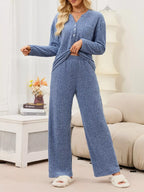 Ribbed Knit Top Wide-leg Pants Set (4)