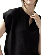 Notched Cap Sleeve Blouse (4)