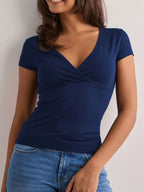 Ruched Short Sleeve Fitted T-shirt (16)