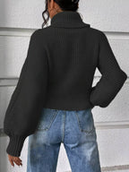 Textured Knit Turtleneck Long Sleeve Sweater (13)