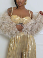 Faux Fur Open Front Cropped Outerwear (2)