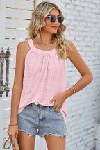 Openwork Round Neck Wide Strap Tank (6)