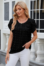 Swiss Dot Round Neck Short Sleeve T-shirt (6)