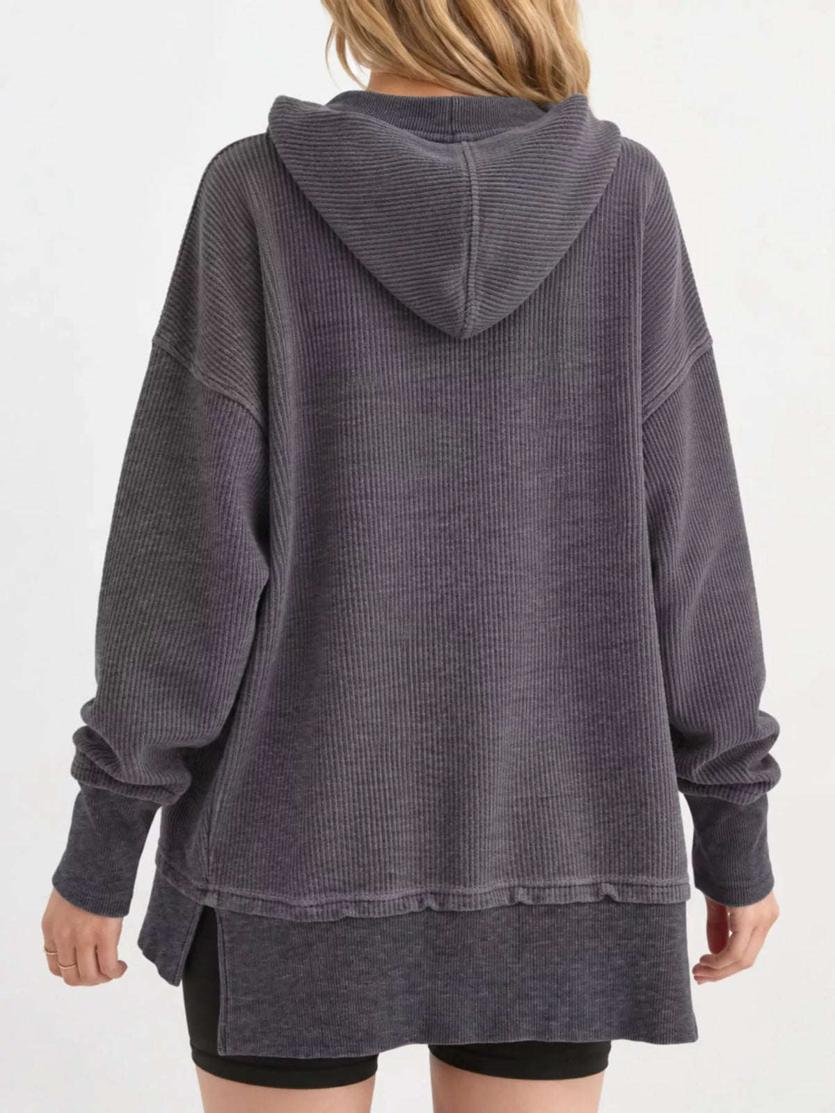Full Size Snap Button Placket Dropped Shoulder Hoodie Plus (21)