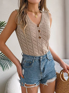 Openwork V-neck Knit Vest (14)