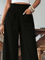 Pocketed Elastic Waist Wide Leg Pants (10)