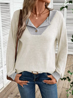 Ribbed Knit Two-tone Top (13)