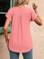 Casual Button Detail Henley T-shirt (17)