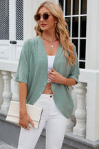 Eyelet Open Front Half Sleeve Cardigan (21)