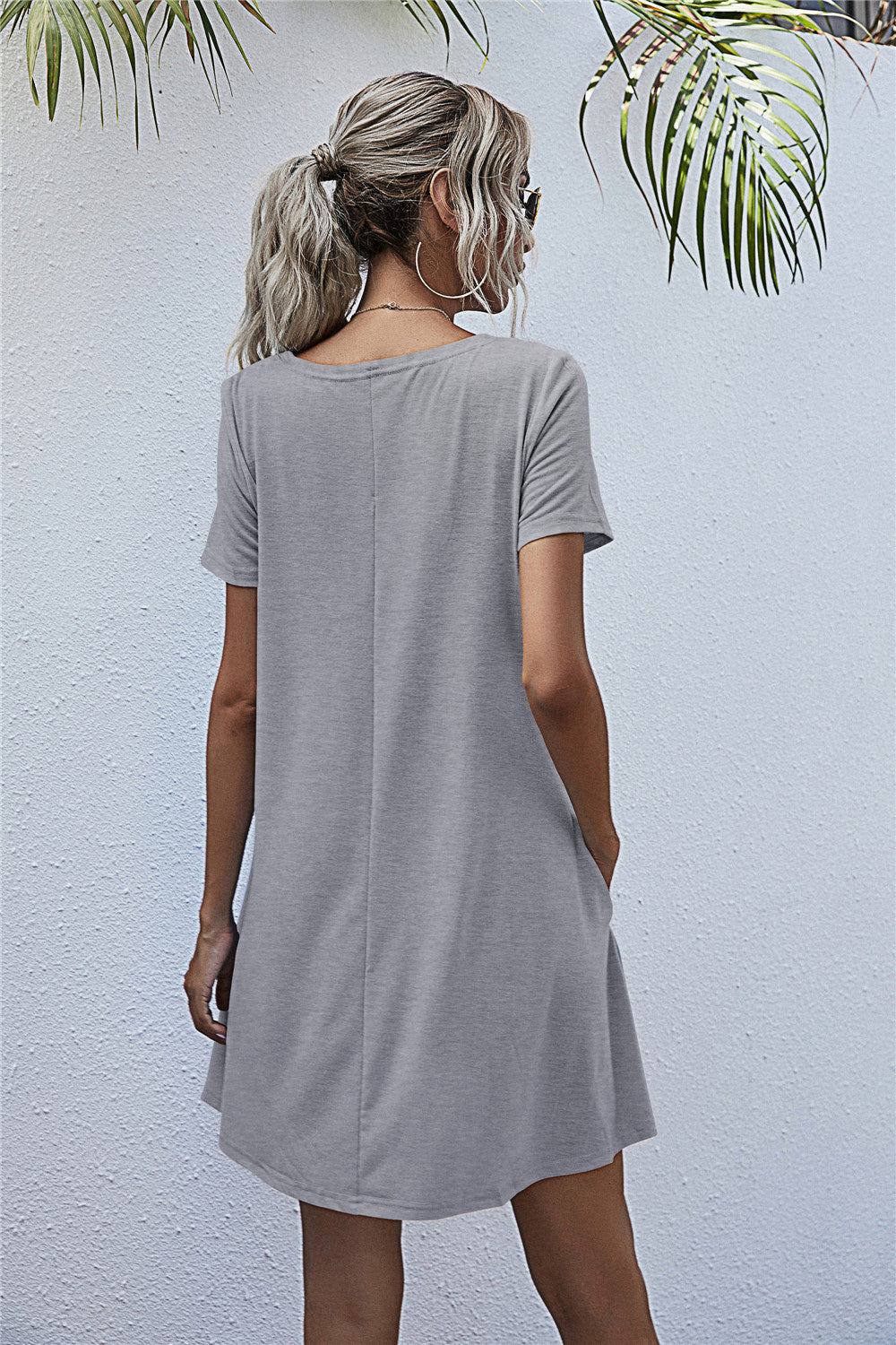 Round Neck Short Sleeve Mini Dress (16)