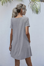Round Neck Short Sleeve Mini Dress (16)
