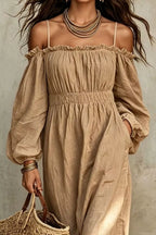 Spaghetti Strap Balloon Sleeve Dress (6)