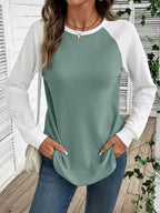 Waffle Knit Raglan Sleeve T-shirt (13)