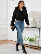 Pocketed Long Sleeve Cropped Hooded Winter Coat (18)