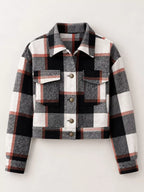 Plaid Button-front Cropped Jacket (37)