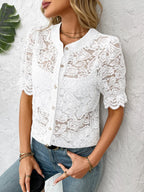 Button Down Half Sleeve Lace Shirt (7)