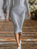 Full Size Zip-front Bodycon Midi Dress Plus (9)