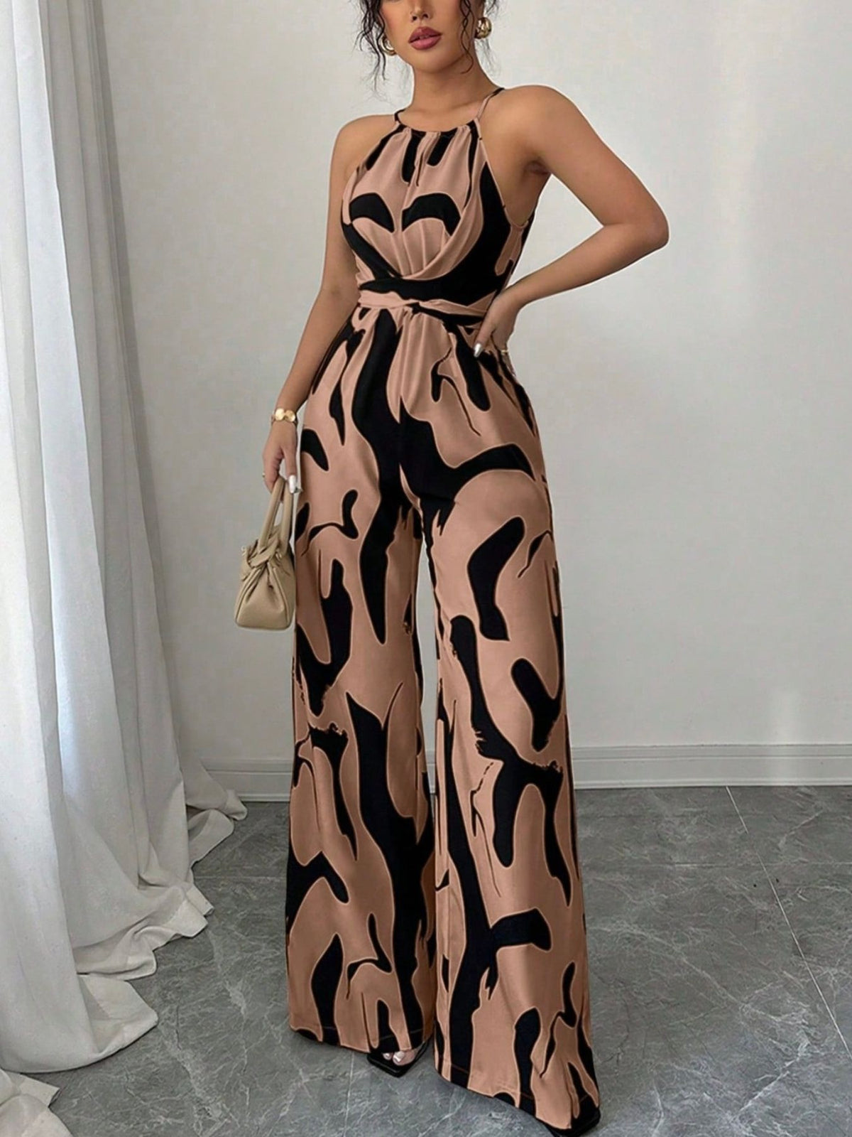 Abstract Print Sleeveless Wide Leg Jumpsuit (6)