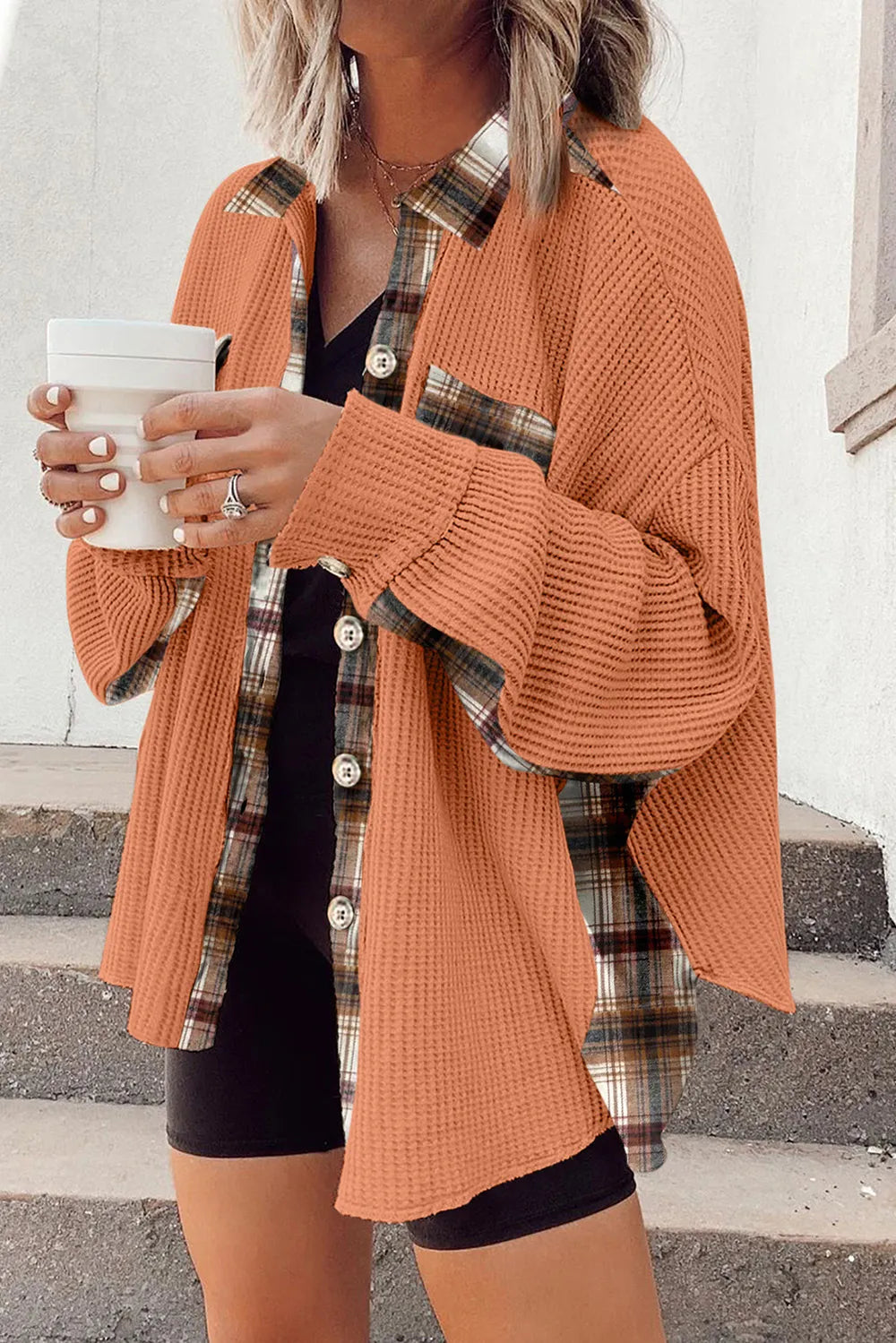 Plaid Button Down Collared Jacket (31)