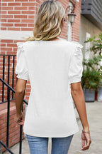 Round Neck Ruffle Trim Short Sleeve T-shirt (8)