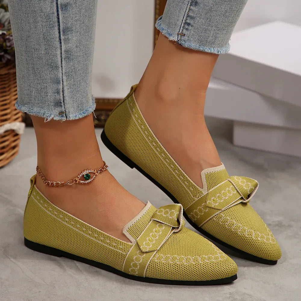 Knitted Slip-on Flats Bow (6)