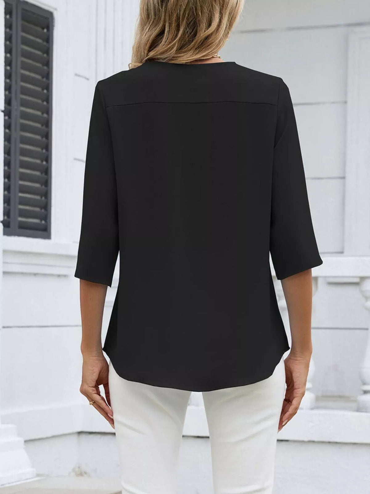 V-neck 3/4 Sleeve Blouse (9)