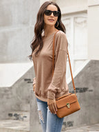 Quarter Button Dropped Shoulder Blouse (4)