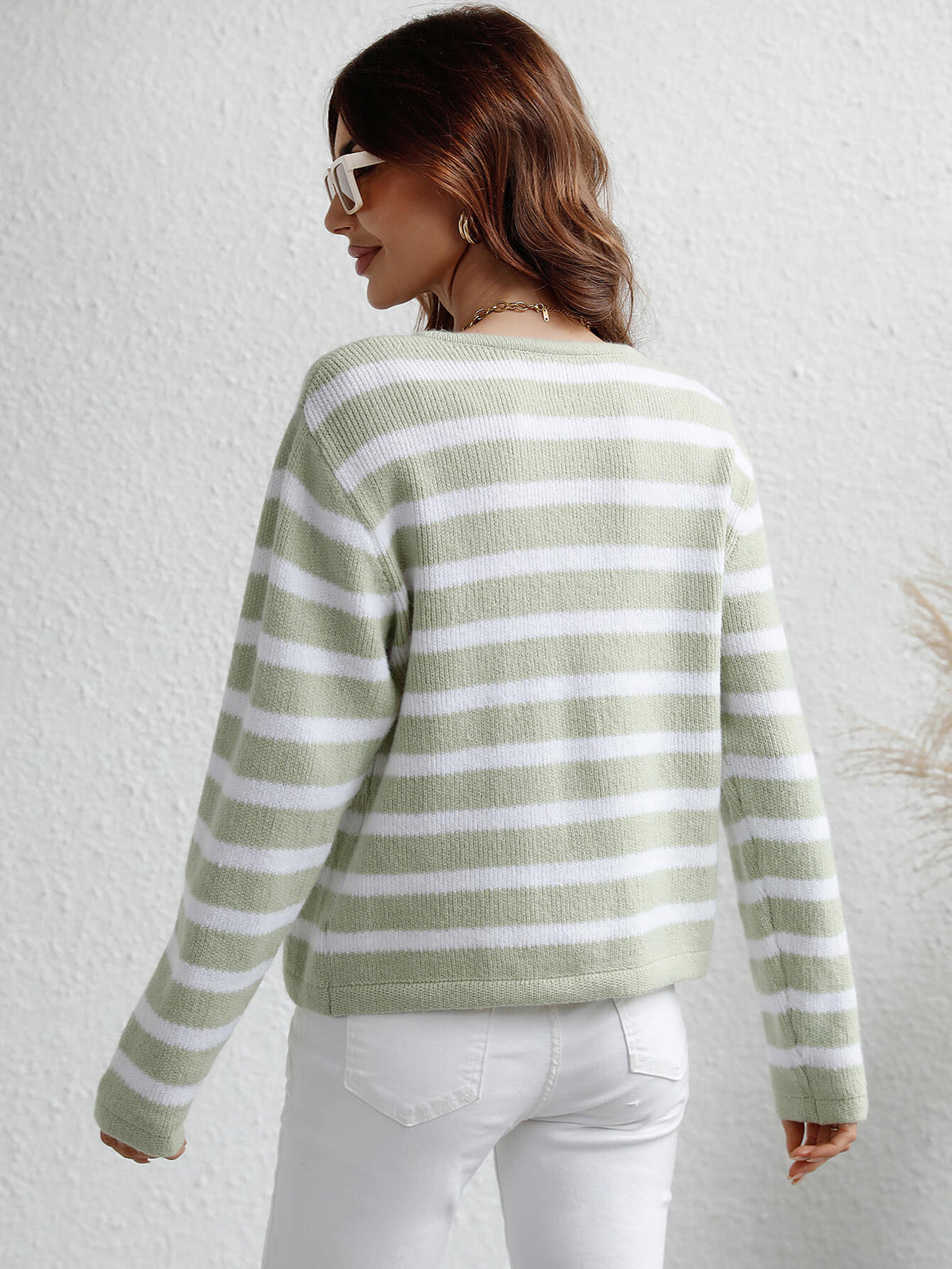 Striped Button Front Cardigan (9)