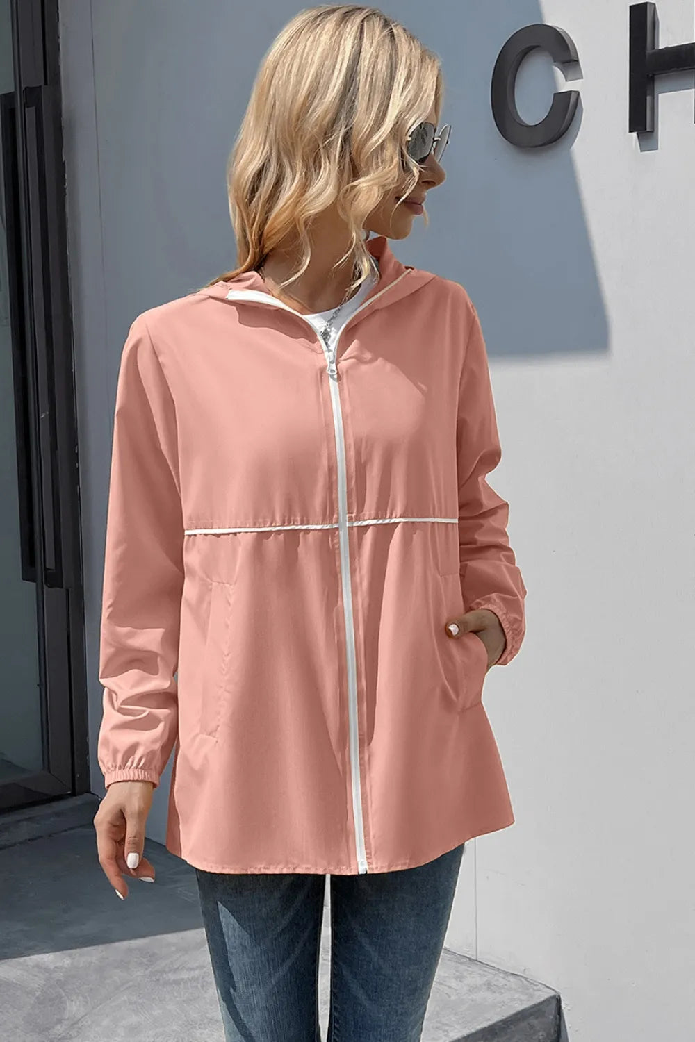 Zip Up Long Sleeve Hooded Watertight Jacket (14)
