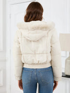 Pocketed Long Sleeve Cropped Hooded Winter Coat (9)