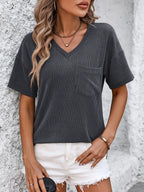 V-neck Dropped Shoulder T-shirt (6)