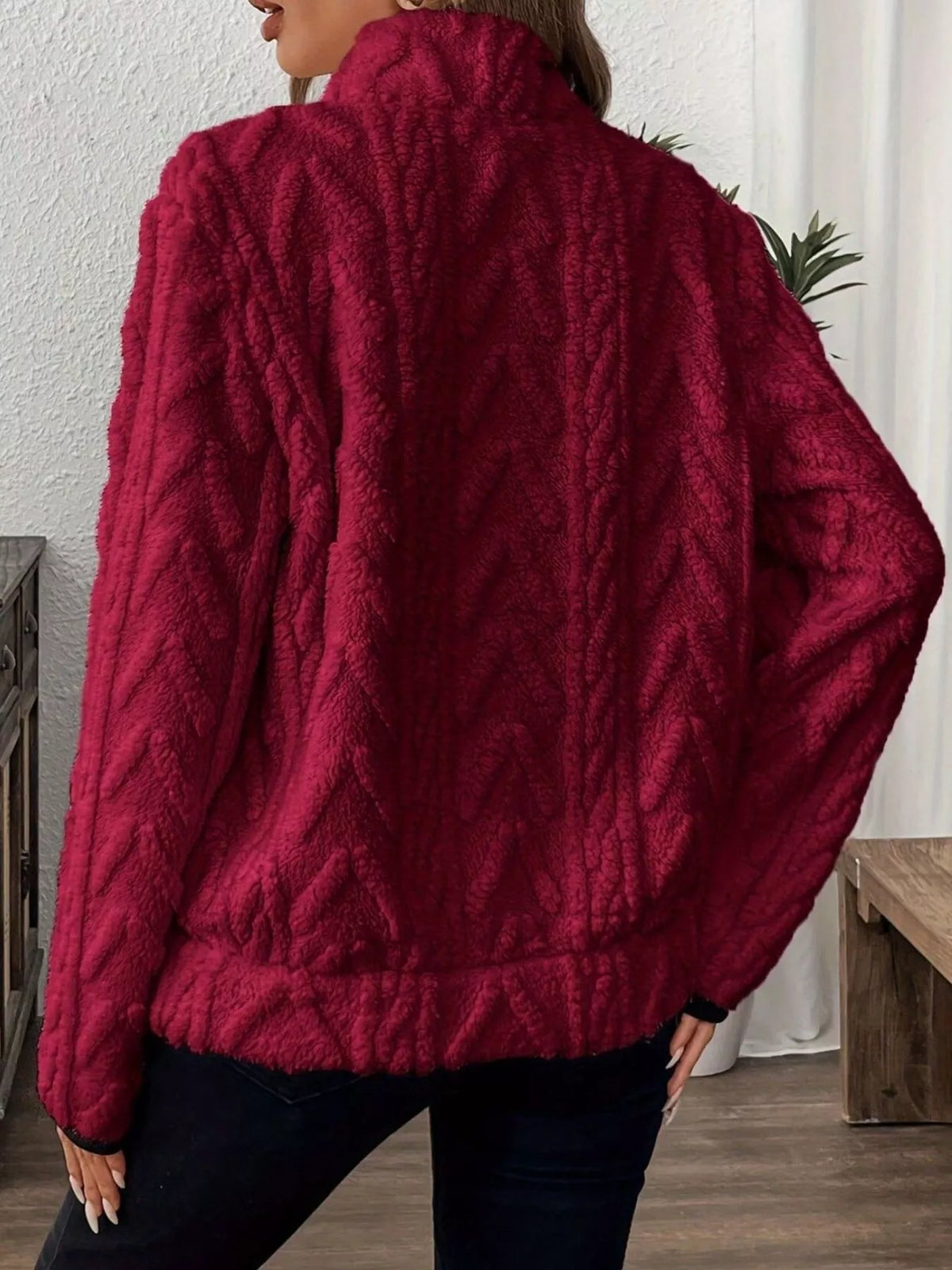 Full Size Half Zip Kangaroo Pocket Sweatshirt Plus (14)