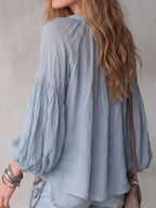 Notched Balloon Sleeve Blouse (4)