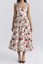 Floral Print Spaghetti Strap Midi Dress (2)