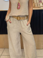 Full Size Round Neck Tank Pants Set Plus (12)