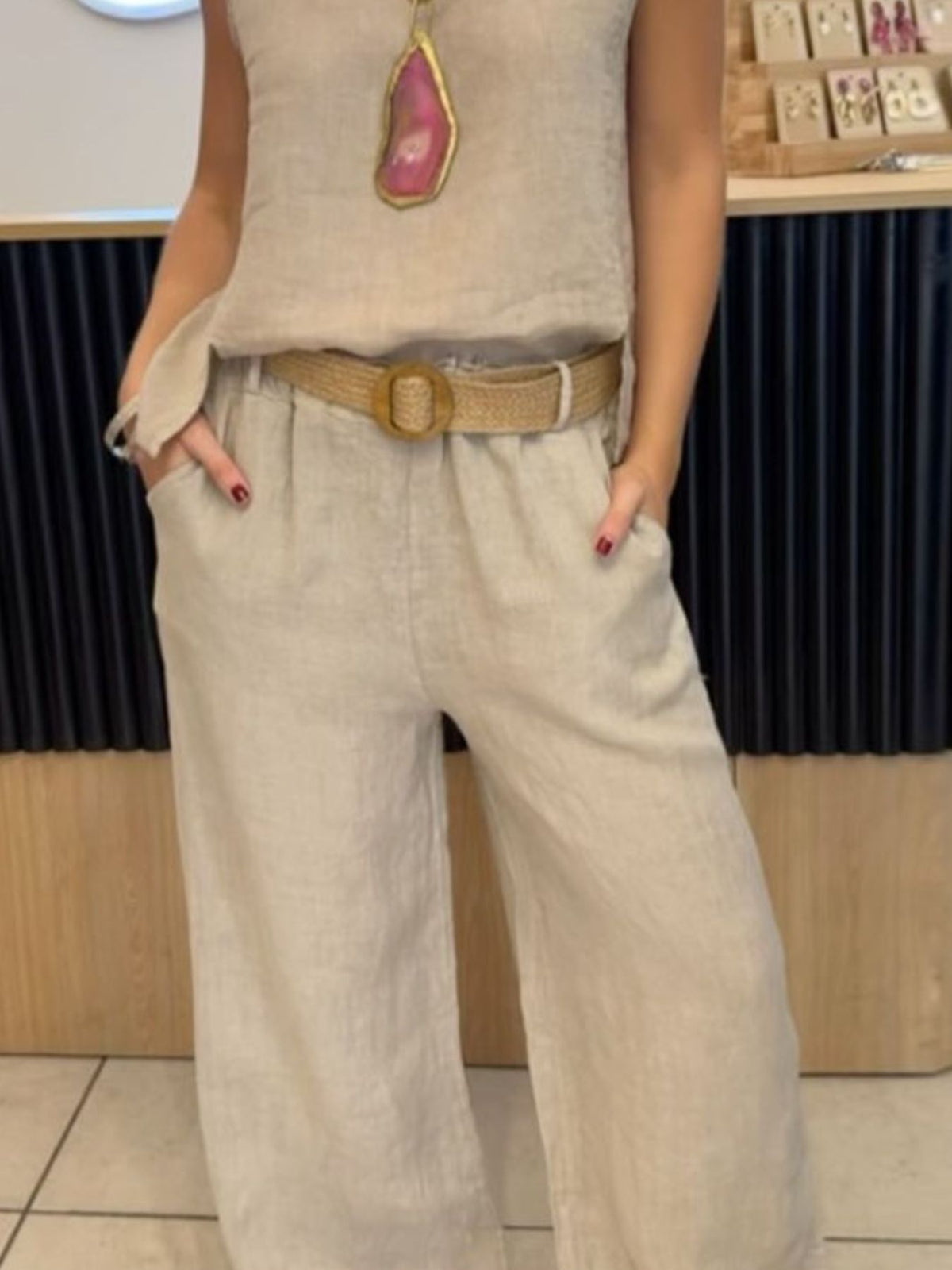 Full Size Round Neck Tank Pants Set Plus (12)